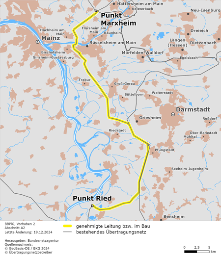 möglicher Trassenverlauf des Abschnitts Punkt Marxheim – Punkt Ried des BBPlG-Vorhabens 2