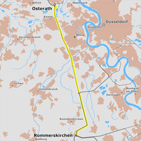 Trassenverlauf des Abschnitts Osterath – Rommerskirchen des BBPlG-Vorhabens 2 Trassenverlauf des Abschnitts Osterath – Rommerskirchen des BBPlG-Vorhabens 2