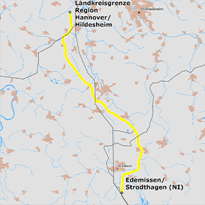 Trassenverlauf des Abschnitts zwischen der Grenze Region Hannover / Landkreis Hildesheim Edemissen/Strodthagen Trassenverlauf des Abschnitts zwischen der Grenze Region Hannover / Landkreis Hildesheim Edemissen/Strodthagen