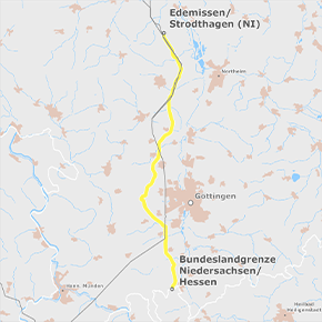 Trassenverlauf des Abschnitts Edemissen/Strodthagen – Landesgrenze Niedersachsen/Hessen des BBPlG-Vorhabens 3; eine detaillierte Darstellung finden Sie in den Antragsunterlagen Trassenverlauf des Abschnitts Edemissen/Strodthagen – Landesgrenze Niedersachsen/Hessen des BBPlG-Vorhabens 3; eine detaillierte Darstellung finden Sie in den Antragsunterlagen