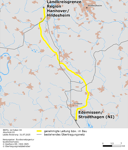 Trassenverlauf des Abschnitts zwischen der Grenze Region Hannover / Landkreis Hildesheim Edemissen/Strodthagen Trassenverlauf des Abschnitts zwischen der Grenze Region Hannover / Landkreis Hildesheim Edemissen/Strodthagen