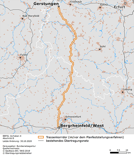 möglicher Trassenverlauf der Abschnitts Gerstungen – Bergrheinfeld West des BBPlG-Vorhabens 4 möglicher Trassenverlauf der Abschnitts Gerstungen – Bergrheinfeld West des BBPlG-Vorhabens 4