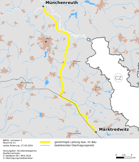 möglicher Trassenverlauf des Abschnitts Münchenreuth – Marktredwitz des BBPlG-Vorhabens 5