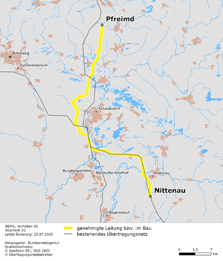 Trassenverlauf des Abschnitts Pfreimd – Nittenau des BBPlG-Vorhabens 5 Trassenverlauf des Abschnitts Pfreimd – Nittenau des BBPlG-Vorhabens 5