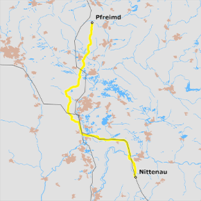 Trassenverlauf des Abschnitts Pfreimd – Nittenau des BBPlG-Vorhabens 5 Trassenverlauf des Abschnitts Pfreimd – Nittenau des BBPlG-Vorhabens 5