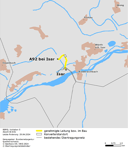 festgelegter Trassenverlauf des Abschnitts Konverterbereich Isar des BBPlG-Vorhabens 5 festgelegter Trassenverlauf des Abschnitts Konverterbereich Isar des BBPlG-Vorhabens 5