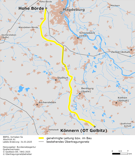 möglicher Trassenverlauf des Abschnitts Sachsen-Anhalt Nord des BBPlG-Vorhabens 5a