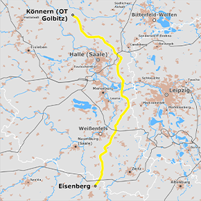 Trassenverlauf des Abschnitts Sachsen-Anhalt Süd / Thüringen Nord des BBPlG-Vorhabens 5a Trassenverlauf des Abschnitts Sachsen-Anhalt Süd / Thüringen Nord des BBPlG-Vorhabens 5a
