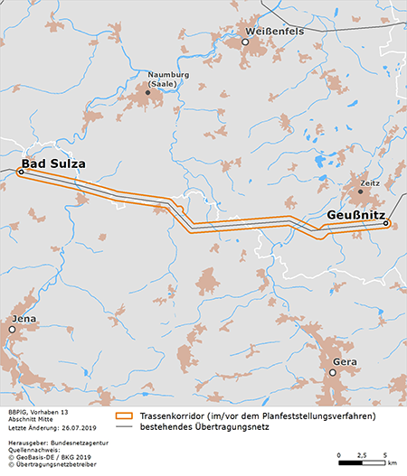 Trassenkorridor des Abschnitts Geußnitz – Bad Sulza des BBPlG-Vorhabens 13