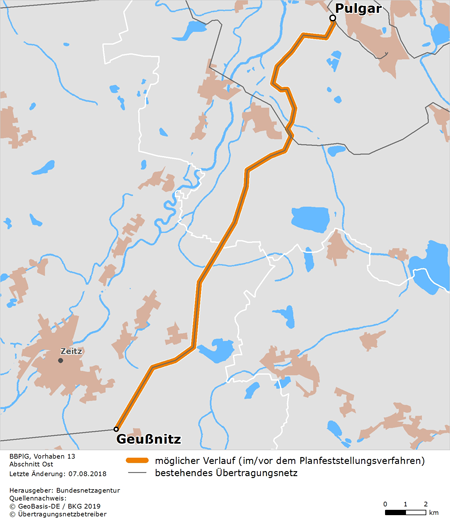 Trassenkorridor des Abschnitts Pulgar – Geußnitz des BBPlG-Vorhabens 13