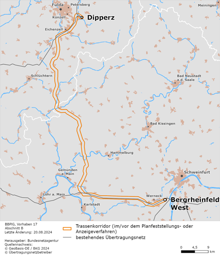 Trassenkorridor des Abschnitts Dipperz – Bergrheinfeld West des BBPlG-Vorhabens 17 Trassenkorridor des Abschnitts Dipperz – Bergrheinfeld West des BBPlG-Vorhabens 17
