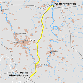 möglicher Trassenverlauf des Abschnitts Grafenrheinfeld – Rittershausen des BBPlG-Vorhabens 20