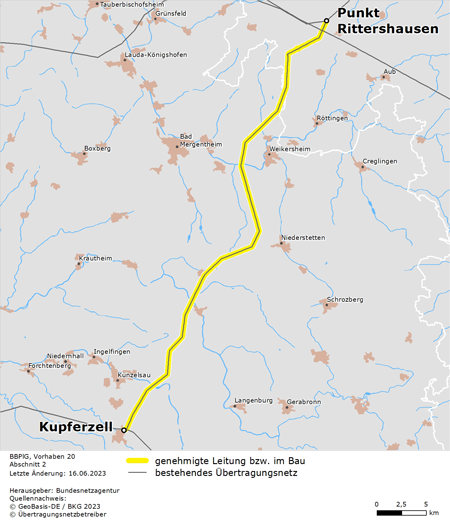 Trassenverlauf des Abschnitts Punkt Rittershausen – Kupferzell des BBPlG-Vorhabens 20 Trassenverlauf des Abschnitts Punkt Rittershausen – Kupferzell des BBPlG-Vorhabens 20