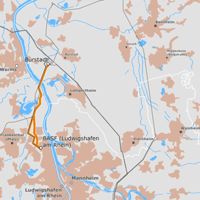 möglicher Trassenverlauf des Vorhabens 67 Bürstadt - BASF (BBPlG-Vorhaben 67)