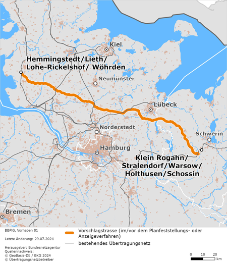 Vorschlagstrasse zwischen den Netzverknüpfungspunkten Hemmingstedt / Lieth / Lohe-Rickelshof / Wöhrden und Klein Rogahn / Stralendorf / Warsow / Holthusen / Schossin (BBPlG-Vorhaben 81) Vorschlagstrasse zwischen den Netzverknüpfungspunkten Hemmingstedt / Lieth / Lohe-Rickelshof / Wöhrden und Klein Rogahn / Stralendorf / Warsow / Holthusen / Schossin (BBPlG-Vorhaben 81)