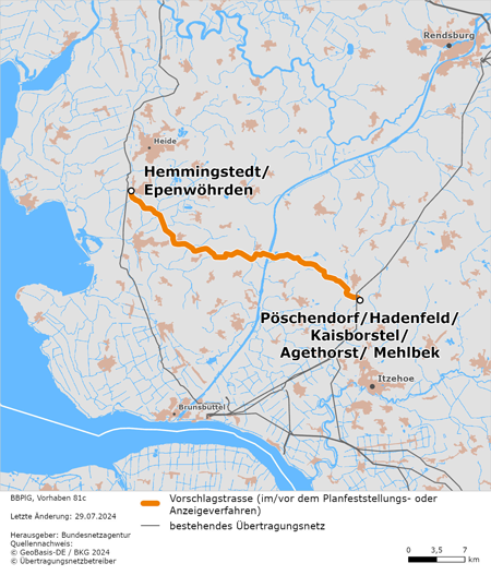 Vorschlagstrasse des Bestandteils Hemmingstedt / Epenwöhrden – Pöschendorf / Hadenfeld / Kaisborstel / Agethorst / Mehlbek (BBPlG-Vorhaben 81c) Vorschlagstrasse des Bestandteils Hemmingstedt / Epenwöhrden – Pöschendorf / Hadenfeld / Kaisborstel / Agethorst / Mehlbek (BBPlG-Vorhaben 81c)