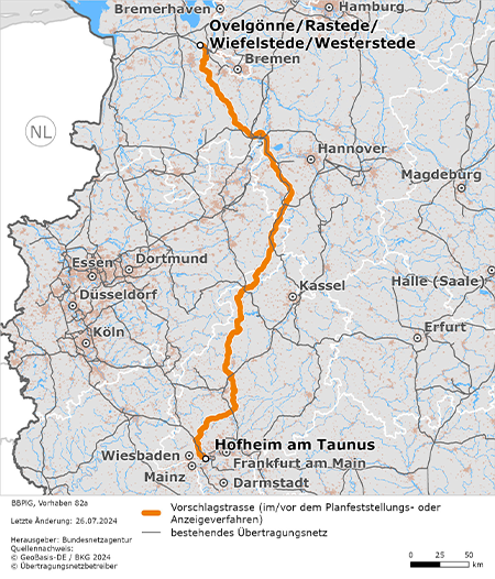 Vorschlagstrasse zwischen den Netzverknüpfungspunkten Ovelgönne / Rastede / Wiefelstede / Westerstede – Hofheim am Taunus (BBPlG-Vorhaben 82a) Vorschlagstrasse zwischen den Netzverknüpfungspunkten Ovelgönne / Rastede / Wiefelstede / Westerstede – Hofheim am Taunus (BBPlG-Vorhaben 82a)