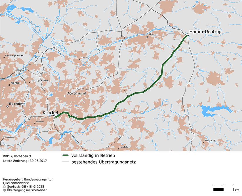 Trassenverlauf der Leitung Hamm-Uentrop – Kruckel (BBPlG-Vorhaben 9) Trassenverlauf der Leitung Hamm-Uentrop – Kruckel (BBPlG-Vorhaben 9)