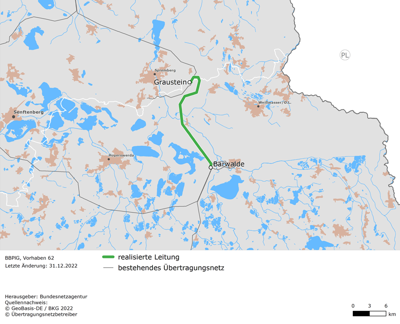 Trassenverlauf der Leitung Graustein – Bärwalde (BBPlG-Vorhaben 62) Trassenverlauf der Leitung Graustein – Bärwalde (BBPlG-Vorhaben 62)