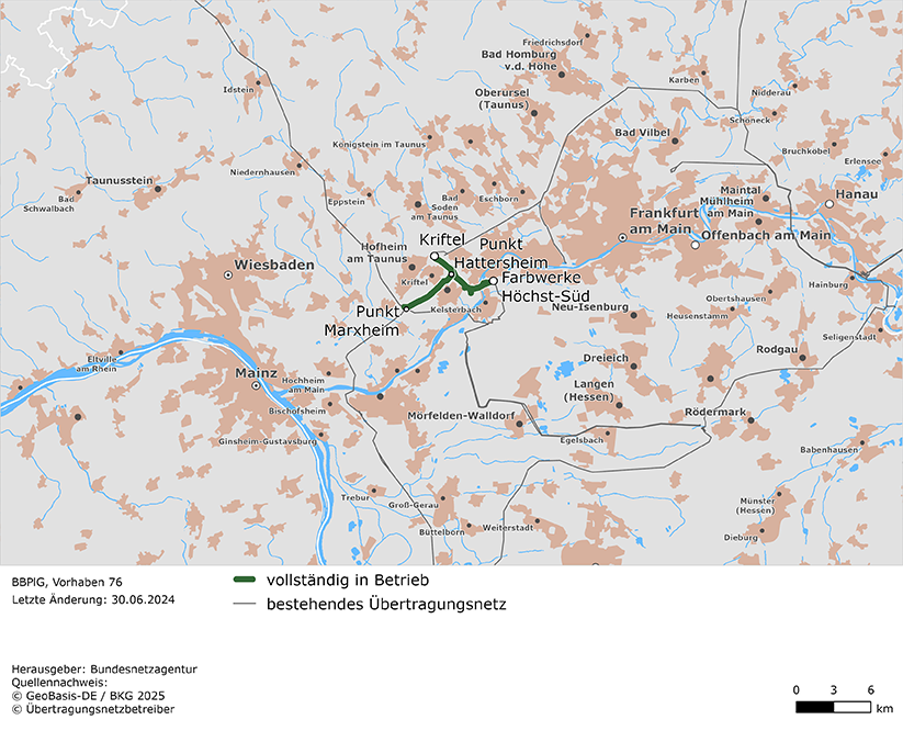 Trassenverlauf der Leitung Kriftel – Farbwerke Höchst-Süd (BBPlG-Vorhaben 76) Trassenverlauf der Leitung Kriftel – Farbwerke Höchst-Süd (BBPlG-Vorhaben 76)