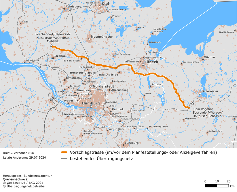 Vorschlagstrasse zwischen den Netzverknüpfungspunkten Pöschendorf / Hadenfeld / Kaisborstel / Agethorst / Mehlbek – Klein Rogahn / Stralendorf / Warsow / Holthusen / Schossin (BBPlG-Vorhaben 81a) Vorschlagstrasse zwischen den Netzverknüpfungspunkten Pöschendorf / Hadenfeld / Kaisborstel / Agethorst / Mehlbek – Klein Rogahn / Stralendorf / Warsow / Holthusen / Schossin (BBPlG-Vorhaben 81a)