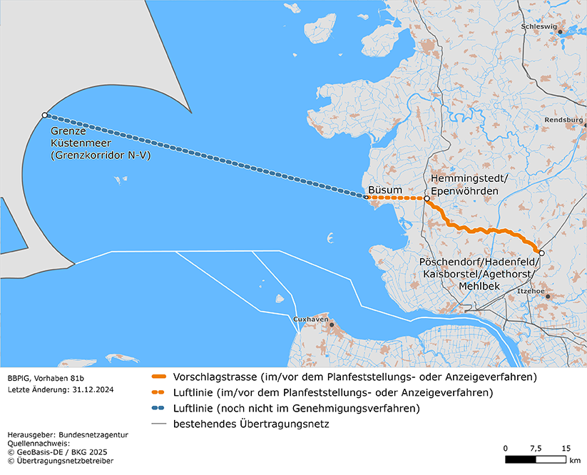 möglicher Trassenverlauf zwischen den Punkten Hemmingstedt/Epenwöhrden und Pöschendorf/Hadenfeld/Kaisborstel/Agethorst/Mehlbek sowie Luftlinien zwischen dem Punkt Hemmingstedt/Epenwöhrden und Grenzkorridor N-V (BBPlG-Vorhaben 81c) möglicher Trassenverlauf zwischen den Punkten Hemmingstedt/Epenwöhrden und Pöschendorf/Hadenfeld/Kaisborstel/Agethorst/Mehlbek sowie Luftlinien zwischen dem Punkt Hemmingstedt/Epenwöhrden und Grenzkorridor N-V (BBPlG-Vorhaben 81c)