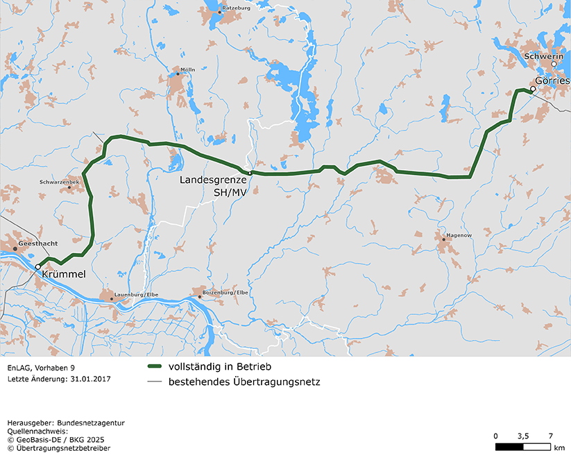 Trassenverlauf der Leitung Hamburg/Krümmel - Schwerin (EnLAG-Vorhaben 9) Trassenverlauf der Leitung Hamburg/Krümmel - Schwerin (EnLAG-Vorhaben 9)